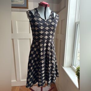 Bumble Bee Cotton Black and Gold Mini Dress Size Medium